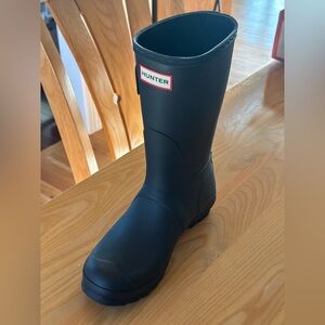 Hunter Matte Black Mid-Calf Rubber Rain Boot